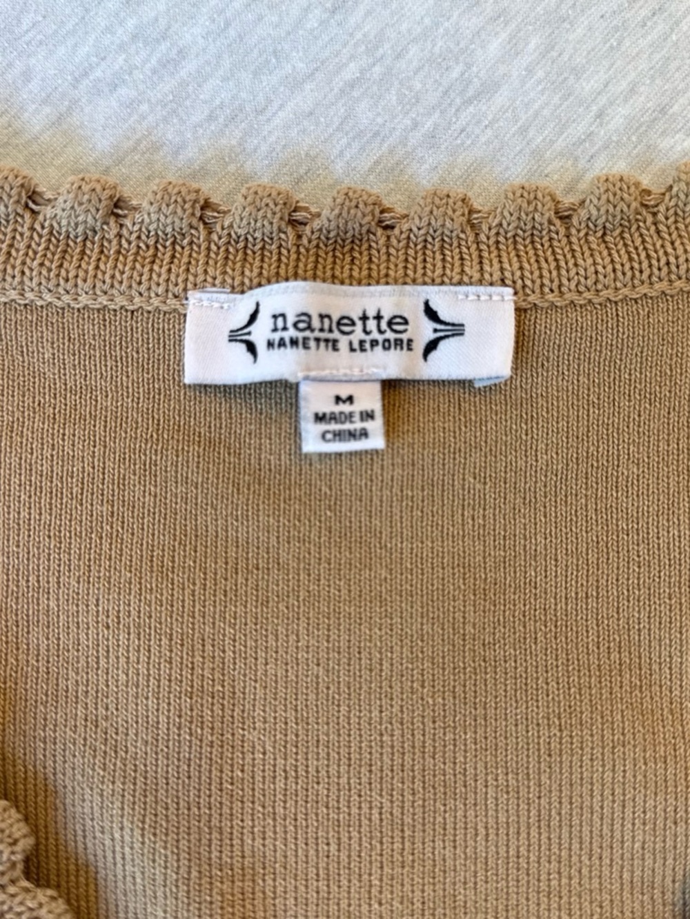 Nanette Lepore Camel Short-Sleeve Cardigan with Gold Buttons - Picture 5 of 5